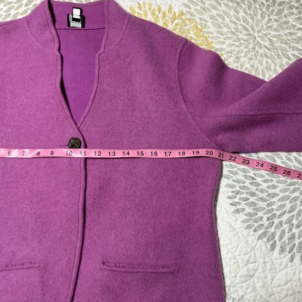 EUC Eileen Fisher Lambswool Cotton Single Button Lilac/Purple Jacket L